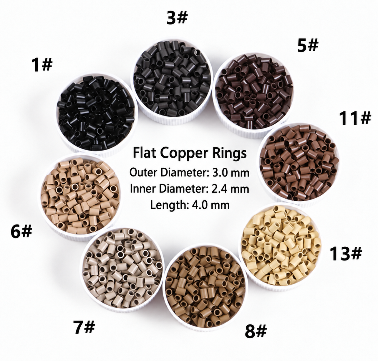 3.0 × 2.4 × 4.0 mm Flat Ceramic-Coated Copper Rings